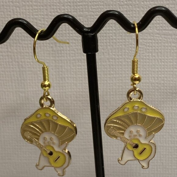 Mushroom Earrings,  Funny Food Earrings, Silly Earrings, Gift Idea, Novelty - Picture 3 of 4